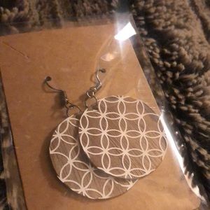 Homemade wooden earrings in white